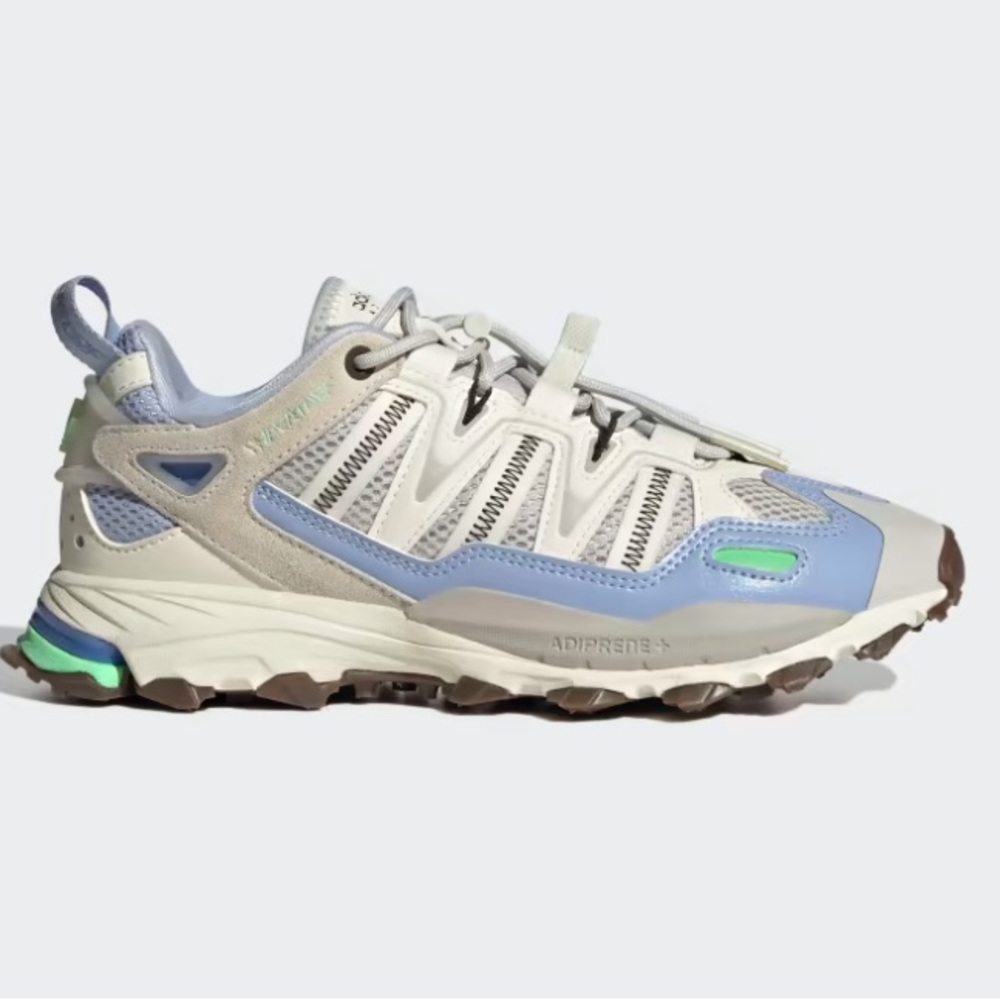 adidas Trail Runner Low-Top Sneakers in White, Light Blue & Green Accent